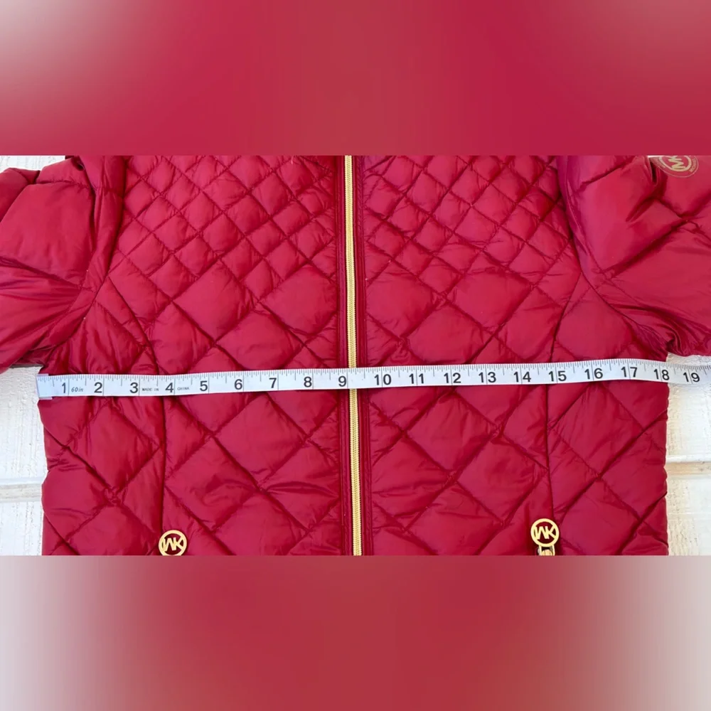 Michael Kors Women’s Quilted Puffer Coat Full‎ Zip Cranberry Size Small